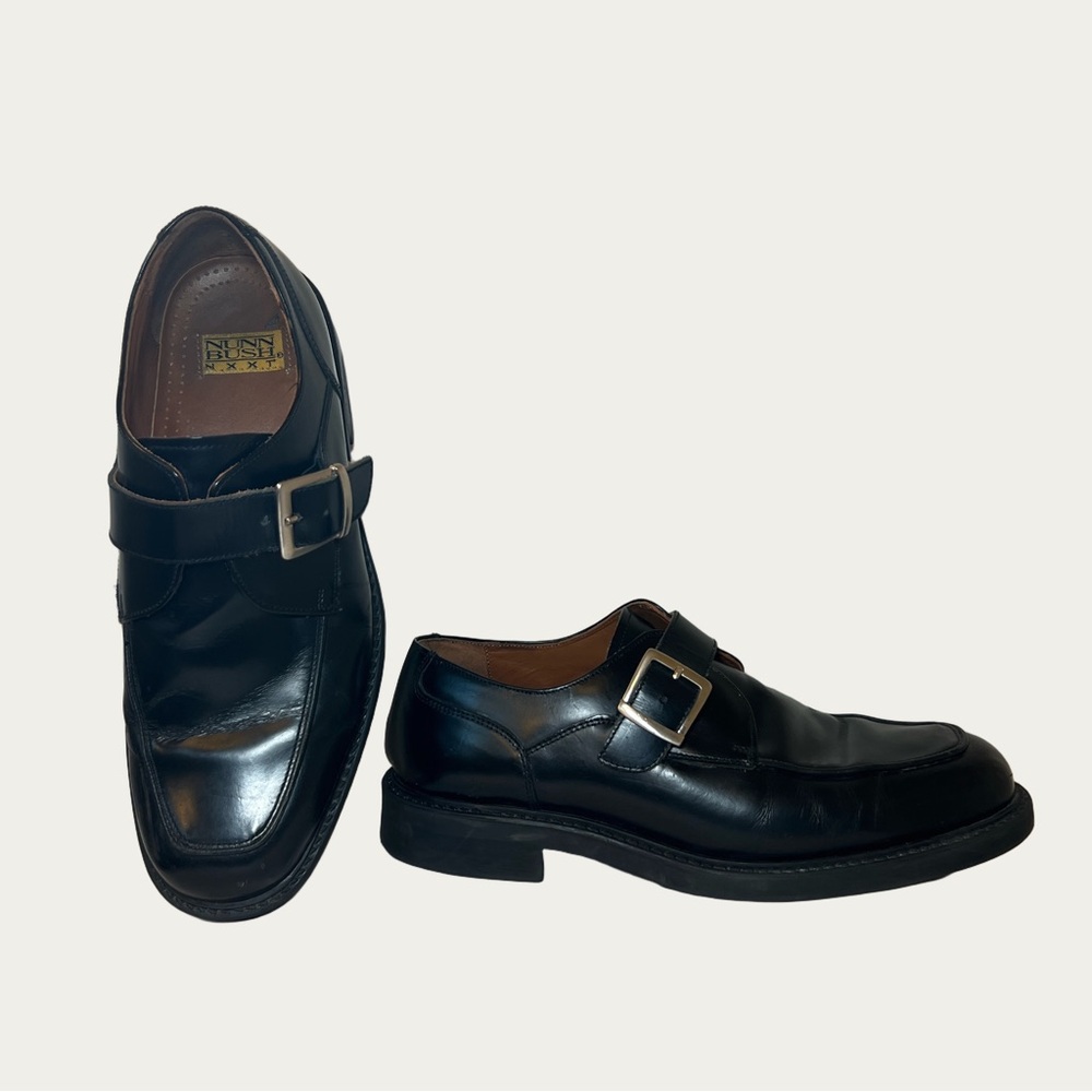 Nunn‎ Bush Men’s Black Leather Loafers with Buckle Detail Size 10M
